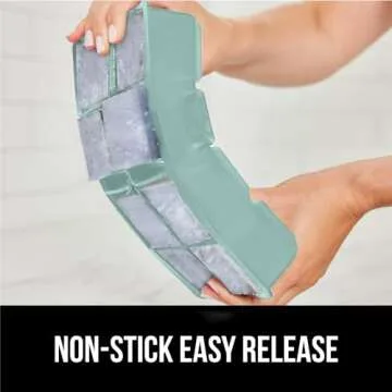 GORILLA GRIP Large Silicone Ice Cube Tray for Freezer, Stackable Lid, Easy Release Mold, 8 Giant Square Cubes, Slow Melt for Whiskey Drinks Iced Coffee, Cocktail Bar Kitchen Essentials, 1 Pack, Mint