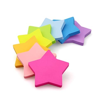 Star Shape Sticky Notes 8 Color Bright and Fun Pads