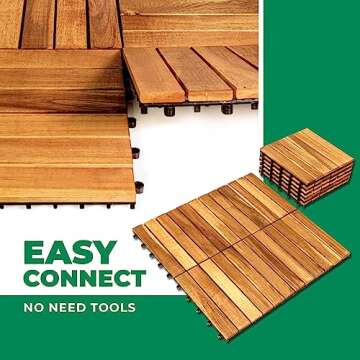 Solid Wood Interlocking Flooring Tiles - Acacia Deck Tiles 12x12