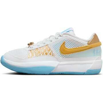 Nike Ja 1 Big Kids' Basketball Shoes - White/Aquarius Blue Style