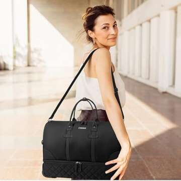 ETRONIK Rolling Duffle Bag with Wheels, 21 Inch Flight Approved Duffle Bag for Travel with Toiletry ...