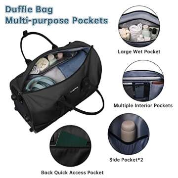ETRONIK Rolling Duffle Bag with Wheels for Travel
