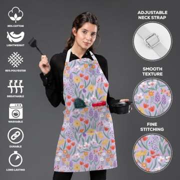 Premium Professional Chef Aprons with Pockets and Protection