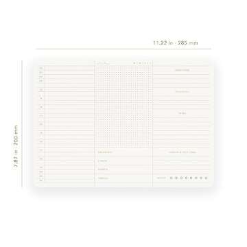Pinesman - Elegant Daily Planner Notepad, Undated, Minimalist, Gold Foiled, Timebox Planner Pad, 52 Tear Off Sheets, 11.22" x 7.87”, FSC™ Certified Daily To Do List Planner