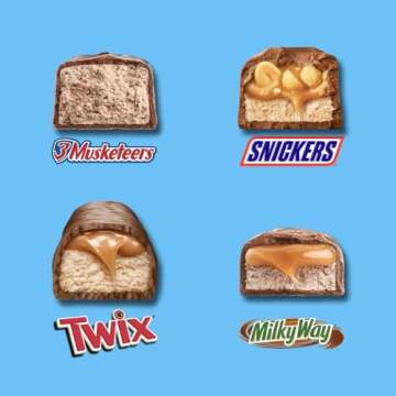 SNICKERS, TWIX, MILKY WAY & 3 MUSKETEERS Minis Milk Chocolate Candy Bars Variety Pack, Sharing Size, 8.31 Oz Bag