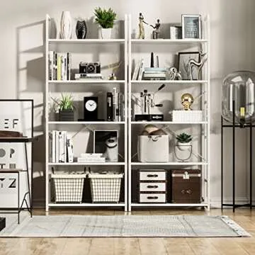 NUMENN 5 Tier Bookshelf, Tall Bookcase Shelf Storage Organizer, Modern Book Shelf for Bedroom, Livin...