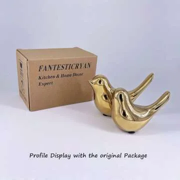 Gold Bird Statues - Decorative Home Ornaments