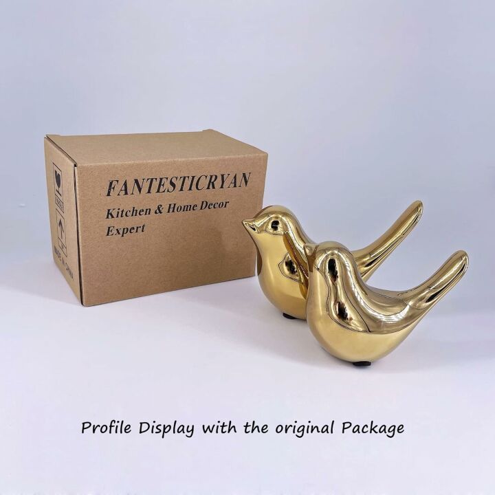Gold Bird Statues - Decorative Home Ornaments