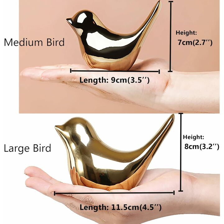 Gold Bird Statues - Decorative Home Ornaments