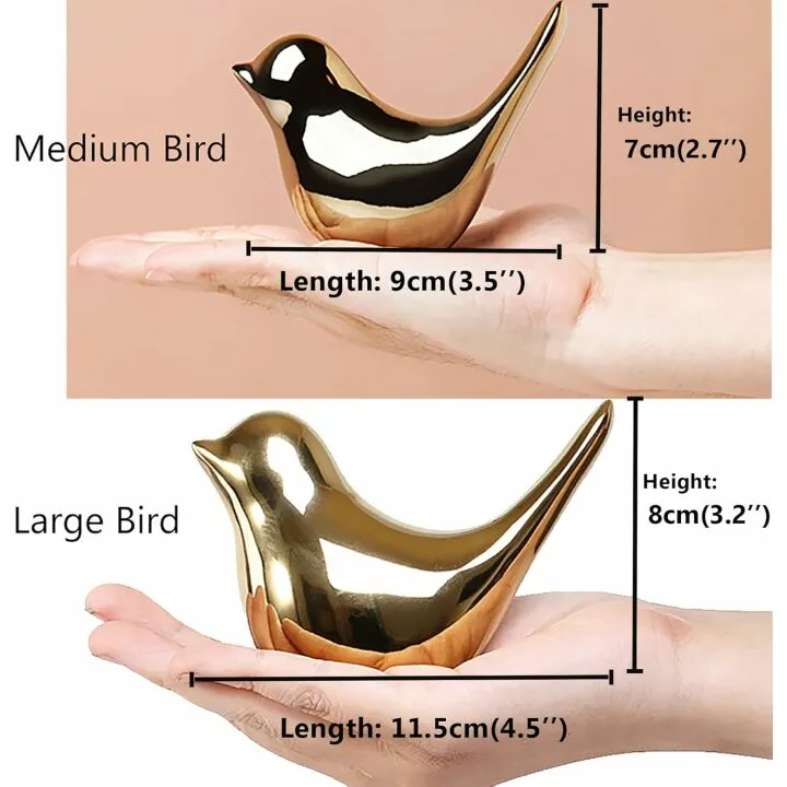 Gold Bird Statues - Decorative Home Ornaments