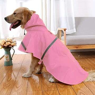 Mikayoo Large Dog Raincoat Adjustable Pet Waterproof Clothes Lightweight Rain Jacket Poncho Hoodies ...