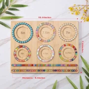Petoysoso Bead Board for Jewelry Making, Bamboo Beading Board for Jewelry Bracelet Making, DIY Bracelet Bead Board