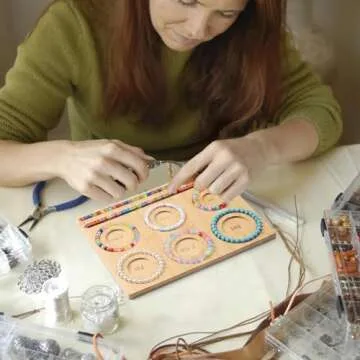 Petoysoso Bead Board for Jewelry Making, Bamboo Beading Board for Jewelry Bracelet Making, DIY Bracelet Bead Board