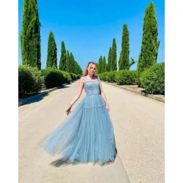 Elegant Spaghetti Straps Tulle Prom Dress for Women