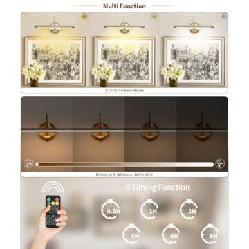 JOOSENLUX Modern Wall Lights Battery Operated Antique Bronze Wireless Picture Lights for Wall 16.5" Inch Dimmable Under Counter Lights for Kitchen with Swing Arm as Canvas Wall Sconce Light CRI95+