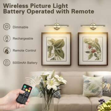 JOOSENLUX Modern Wall Lights Battery Operated Antique Bronze Wireless Picture Lights for Wall 16.5" Inch Dimmable Under Counter Lights for Kitchen with Swing Arm as Canvas Wall Sconce Light CRI95+