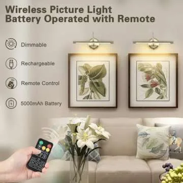 JOOSENLUX Modern Wall Lights Battery Operated Antique Bronze Wireless Picture Lights for Wall 16.5" Inch Dimmable Under Counter Lights for Kitchen with Swing Arm as Canvas Wall Sconce Light CRI95+