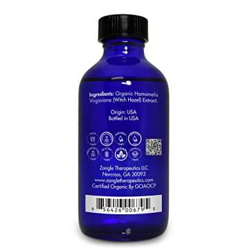 Organic, Witch Hazel – 100% Pure, Witch Hazel, for Face, Acne, Butt, Skin, Scalp, Hair, Body by Zongle Therapeutics, 4 OZ