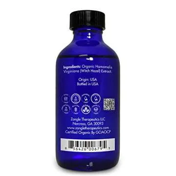 Organic, Witch Hazel – 100% Pure, Witch Hazel, for Face, Acne, Butt, Skin, Scalp, Hair, Body by Zongle Therapeutics, 4 OZ