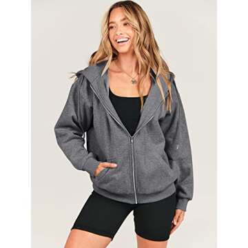 ANRABESS Women's Zip Up Hoodies - Stylish Fleece for Fall