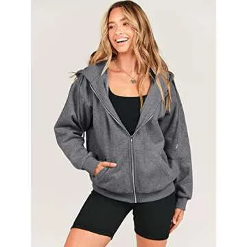 ANRABESS Women's Zip Up Hoodies - Stylish Fleece for Fall