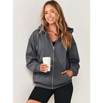 ANRABESS Women's Zip Up Hoodies - Stylish Fleece for Fall
