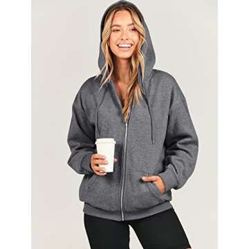 ANRABESS Women's Zip Up Hoodies - Stylish Fleece for Fall