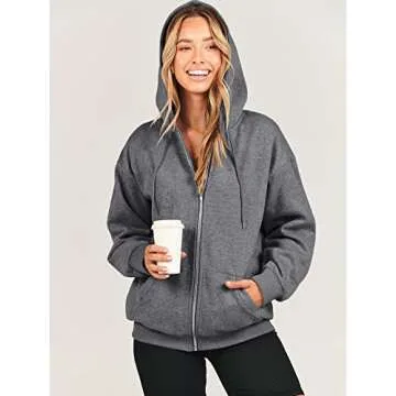 ANRABESS Women's Zip Up Hoodies - Stylish Fleece for Fall
