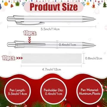 Yexiya Sublimation Pens - Customizable Ballpoint Pens for Gifting and DIY Projects (10 Pcs)