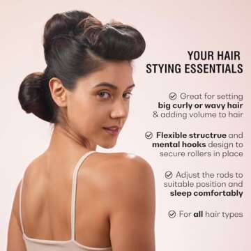 BLINKEEN Flexi Rods with Hook, Versatile Curling Tool for All Hair Types, No Heat Curls Overnight