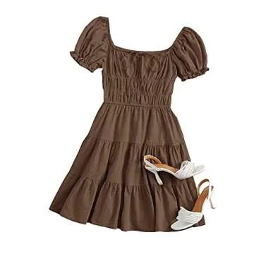 Stylish SheIn Short Puff Sleeve Mini Dress for Women
