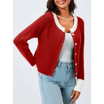 Saodimallsu Women's Cropped Button-Up Cardigan Sweater