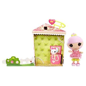 Lalaloopsy Littles Doll- Trinket Sparkles and Pet Yarn Ball Kitten, 7" Princess Doll with Pink Outfi...