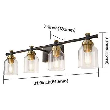 SOLFART Vintage Vanity Light Over Mirror Wall Sconce Bathroom Light Fixtures Black Brass Wall Lighting Bath Light Over Vanity