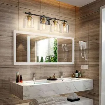 SOLFART Vintage Vanity Light Over Mirror Wall Sconce Bathroom Light Fixtures Black Brass Wall Lighting Bath Light Over Vanity