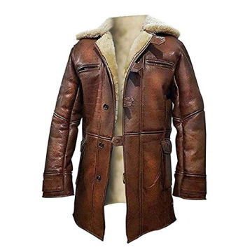 Prime-Fashion Mens Bane Costume Hardy Black knight Faux Fur Shearling Tom Cosplay Real Lambskin Leat...