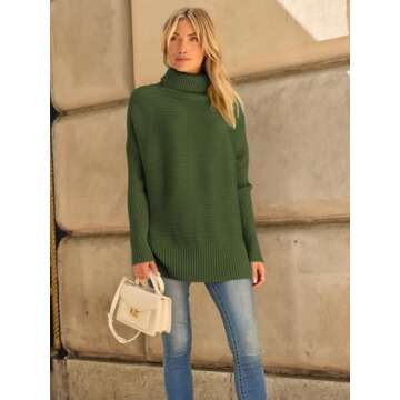 LILLUSORY Womens Turtleneck Oversized Tunic Fall Sweaters 2025 Casual Long Pullover Knit Winter Cute...