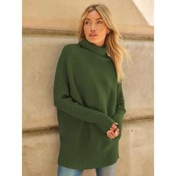 LILLUSORY Women's Oversized Turtleneck Tunic Sweater