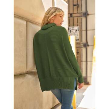 LILLUSORY Women's Oversized Turtleneck Tunic Sweater