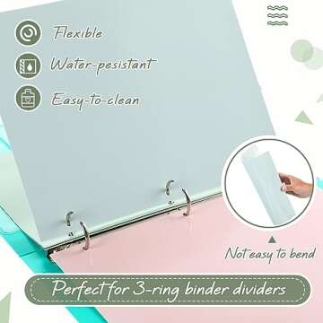 Honoson 12 Sets 8 Tab Binder Dividers for 3 Ring Binders 8.5 x 11 Inch Paper Multicolor Dividers with Plastic Film 3 Hole Punched Page Dividers Sturdy Binder Index Dividers for School (Dark Color)