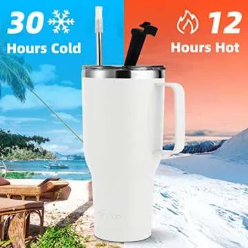mininoo 40 oz Insulated Tumbler with Handle and Straw