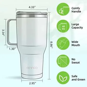 mininoo 40 oz Insulated Tumbler with Handle and Straw