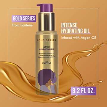 Pantene Gold Series Intense Hydrating Oil Treatment, 3.2 Fl Oz – Hair Oil Infused with Rich Argan ...