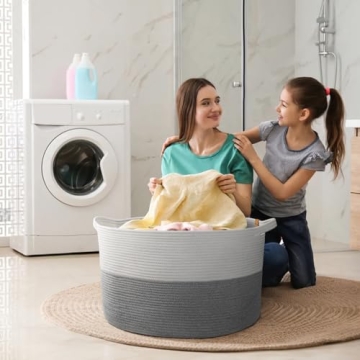 BROVIEW Large Cotton Rope Woven Basket for Home Organization