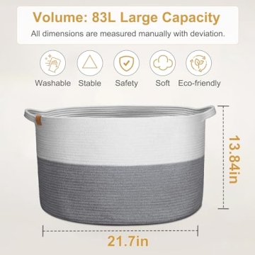 BROVIEW Large Cotton Rope Woven Basket for Home Organization