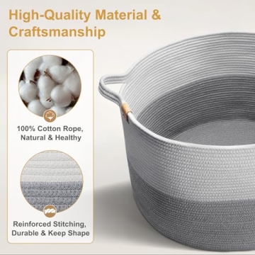 BROVIEW Large Cotton Rope Woven Basket for Home Organization