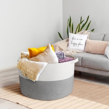 BROVIEW Large Cotton Rope Woven Basket for Home Organization