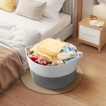 BROVIEW Large Cotton Rope Woven Basket for Home Organization