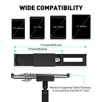 AboveTEK Tablet Wall Mount - 360° Rotation Tablet Holder Stand with Extension Arm, Anti-Theft Kitch...