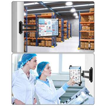 AboveTEK Tablet Wall Mount - 360° Rotation Tablet Holder Stand with Extension Arm, Anti-Theft Kitchen Mount Fits 7"-11" Tablets Including iPad Pro/Air/Mini, Galaxy Tab - Security Lock & Key - (Black)